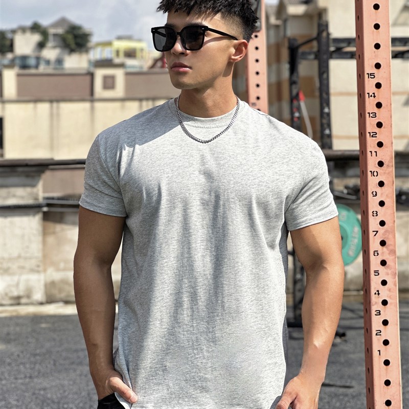 Muscle Fit Loose Cotton Tee for Mens Basketball Running Trai