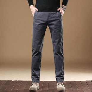 Casual Pants Mens Autumn Relaxed Cotton Business Straig Pure
