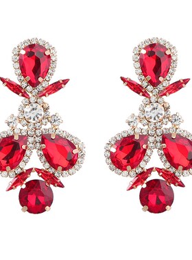 2025 Earrings Fashion Colorful Diamond Alloy Inlaid Geometri