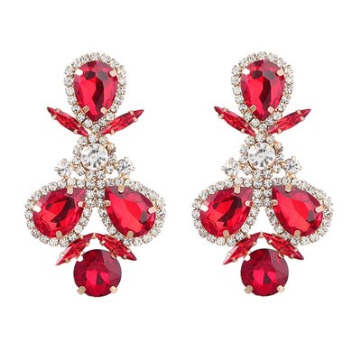 2025 Earrings Fashion Colorful Diamond Alloy Inlaid Geometri