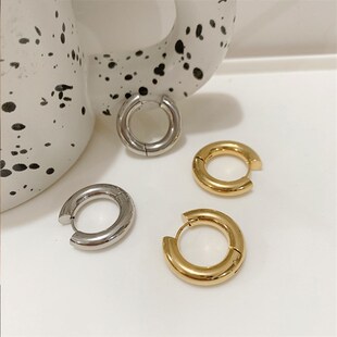 Stylish Solid Earring Hoops Titanium Steel Minimalist Europe