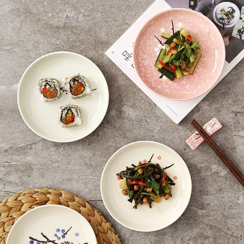 6inch Japanese Round Plate Creative Plum Blossom Handpainted