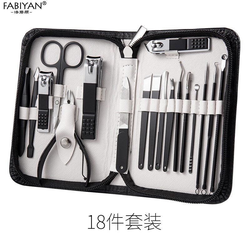 Black Stainless Steel Nail Clipper Set 30Piece Manicure Tool