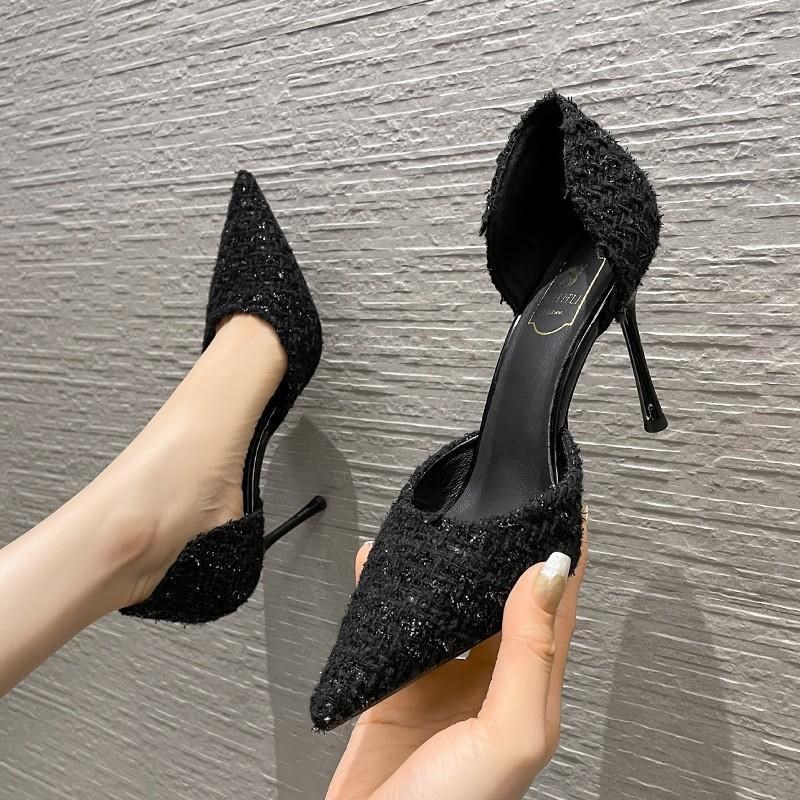 Elegant Pointed Toe Heels 2025 Spring Hollow Pointed High He