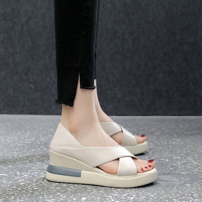 Summer 2025 Fashion Wedge Heels 7cm Elevation Womens Sandals