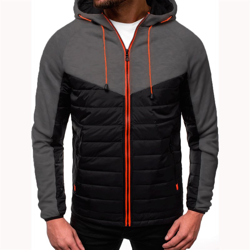 Casual Zip Hoodie Patchwork Fashion Sweatshirt Jacket Mens C