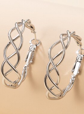 CShaped Twisted Hoop Earrings European and American Simple C