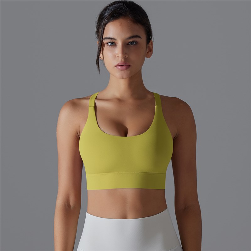 Solid Color Back Closure Tight Wrapped Sports Bra for Runnin