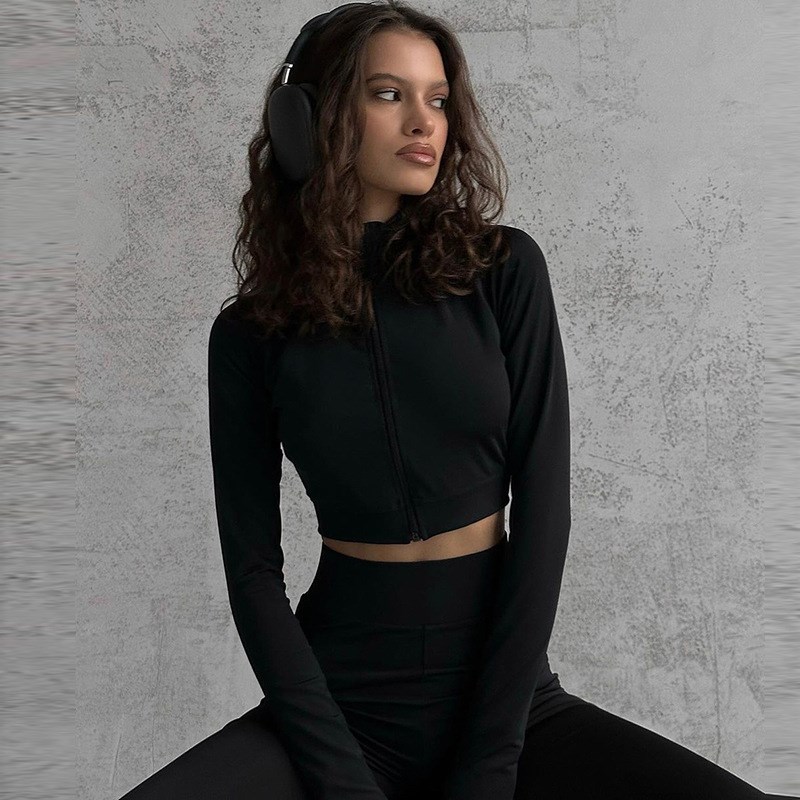 Fall Fashion Leisure Solid Color Zipper Cardigan Jacket High