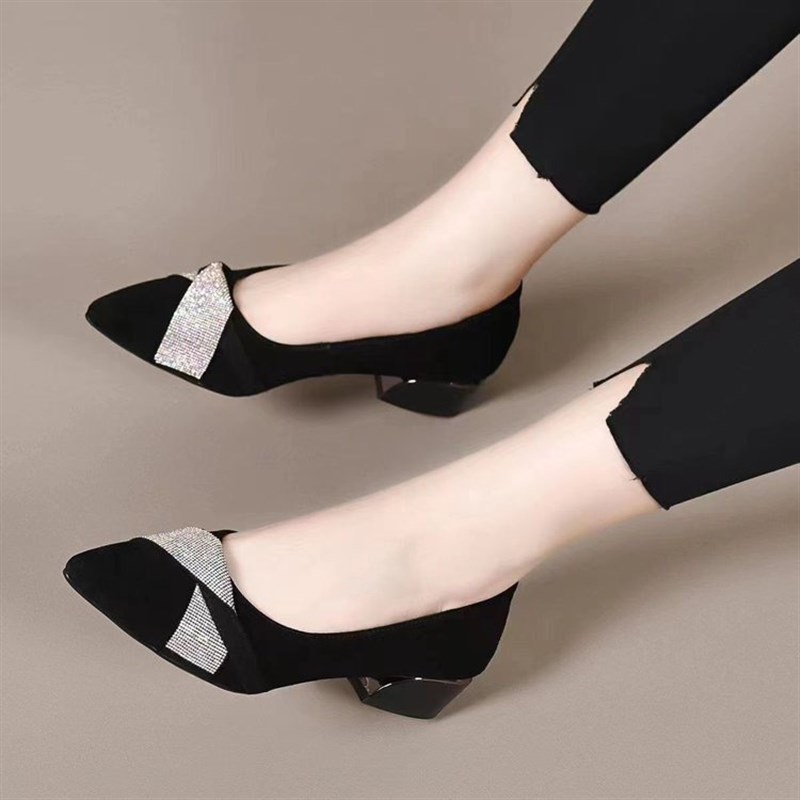 Low Heel Rhinestone SlipOn Womens Shoes 2025 Autumn Matte Le