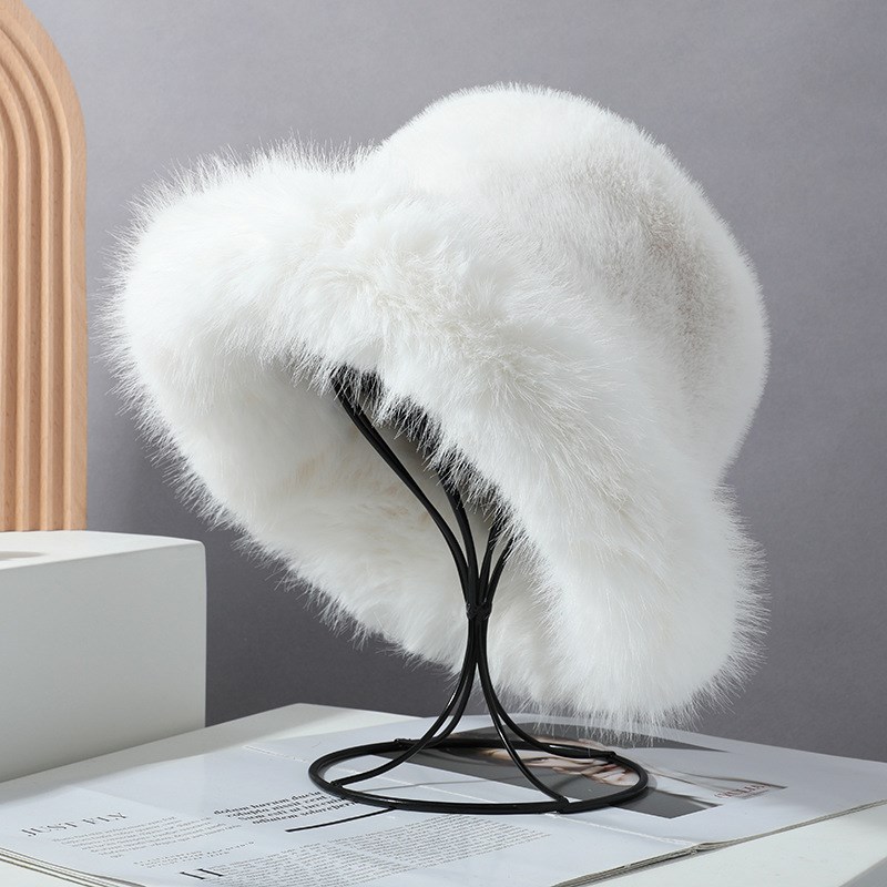 Premium Fake Fur Mink Fluffy Fisherman Hat for Women Luxurio