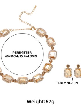 European Fashion Rhinestone Necklace Earring Set Womens Dail