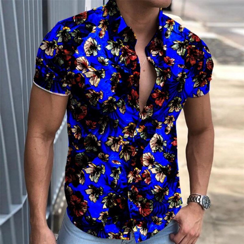Summer 2025 Striped Shirt Mens Casual Shirt Short Sleeve Top