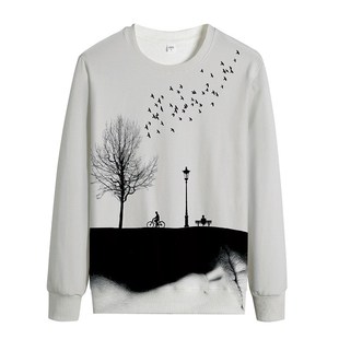 Neck Pullover Couple Autumn Swe Printed Round Mens Hoodie