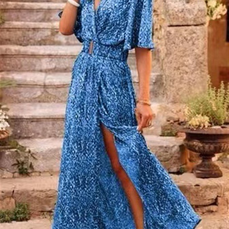 2025 Womens Floral Print Split Maxi Dress 2025 Ladies Floral