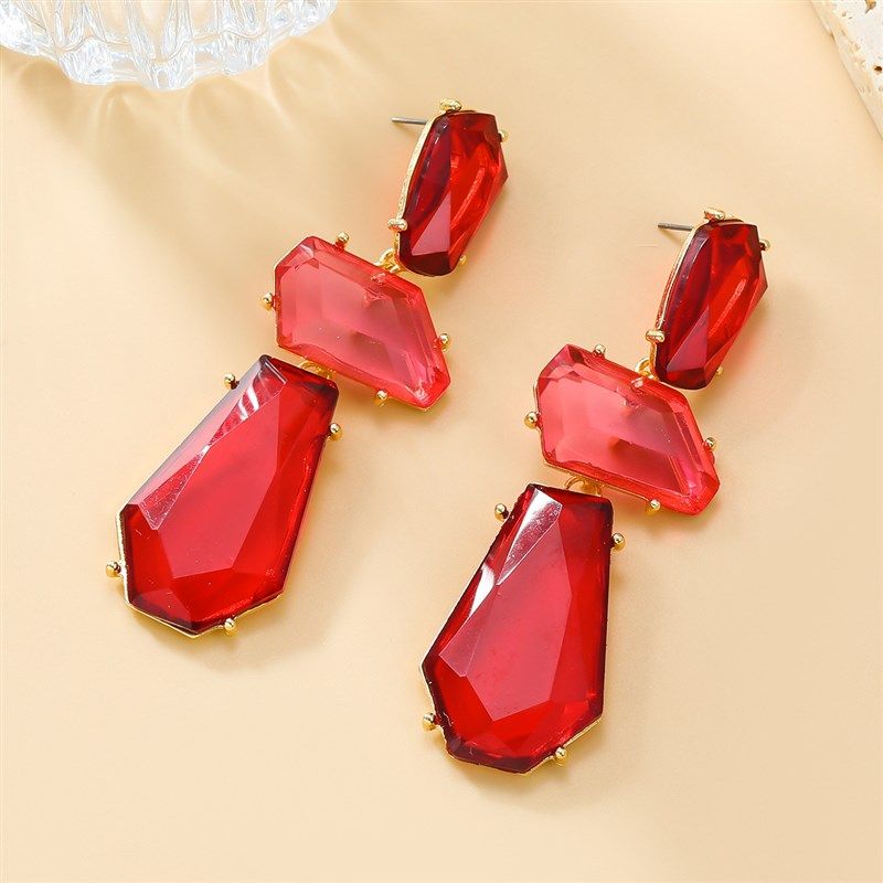 Multilayer Polygon Acetate Earrings Exaggerated European and