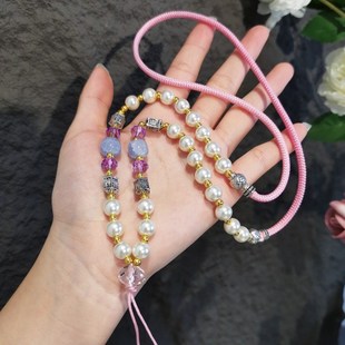 Chinese Crystal Style Creative Lanyard Handmade Phone Pearl
