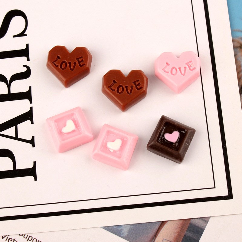 Love Heart Square Resin Charm Cream Glue Phone Case Material