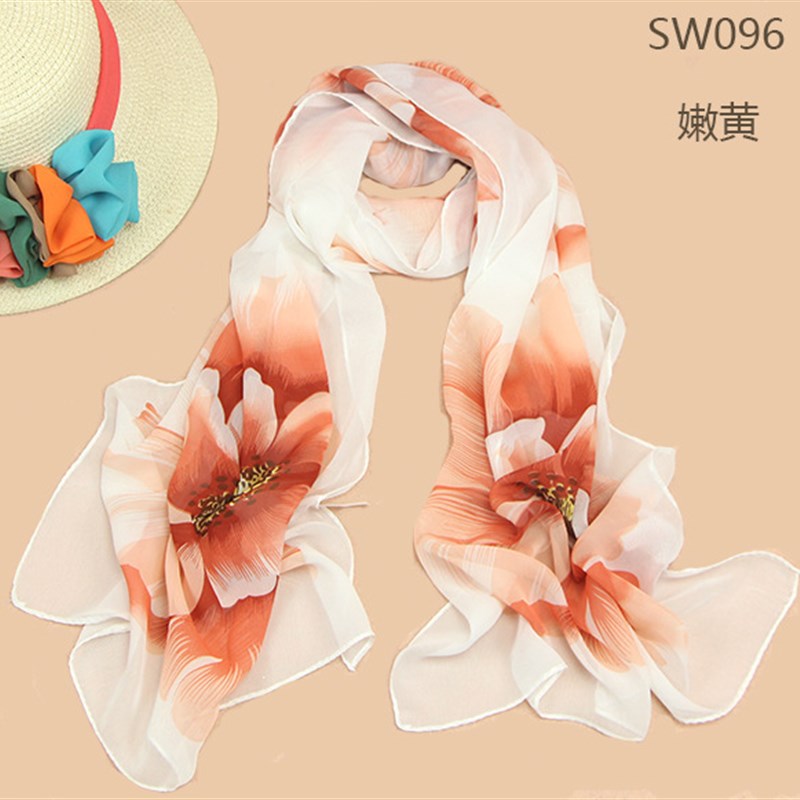 Large Floral Chiffon Scarf Cycling Sun Protection Long Scarf