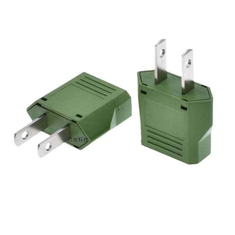 Green US Standard 2Pin Flat American Conversion Plug w Hole