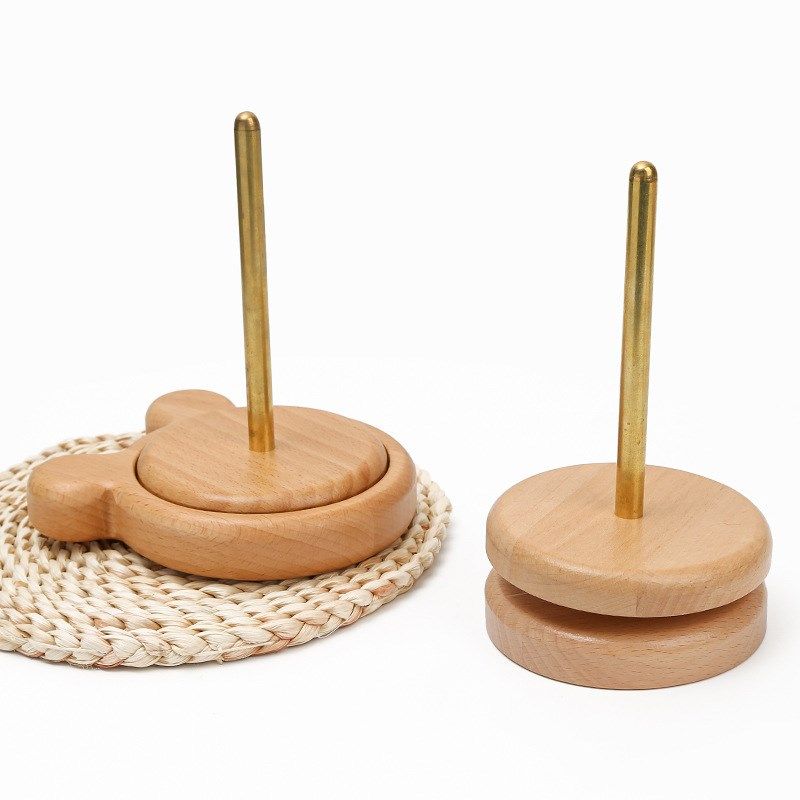 Solid Wood Yarn Winder Knitting Tool Rotatable Spool with Be