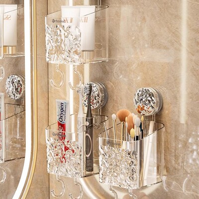 Bathroom Suction Shelf Toilet Washroom Wallmounted No Drill