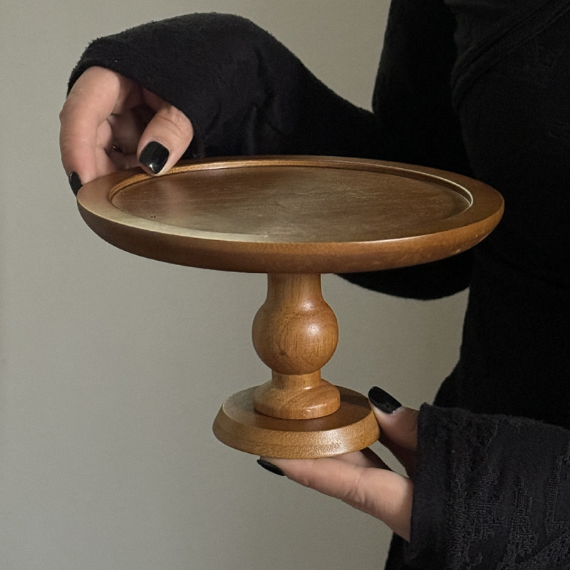 水果盘家用客厅茶几甜品台展示架蛋糕托 托盘茶点盘高脚木质摆件