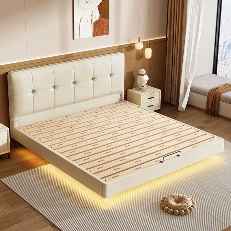 全实木悬浮床薄床头齐边床小户型省空间可定制任意尺寸排骨架床架,住宅家具,实木床,淘宝优惠券,粉丝福利购,淘宝优惠卷