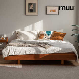 MUU北欧实木榻榻米床悬浮无床头小户型1.5米主卧双人现代简约床