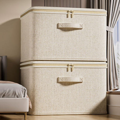 天山棉麻收纳箱家用衣柜衣服衣物布艺被子棉被整理神器折叠储物筐