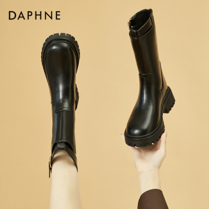 Daphne/达芙妮后拉链中筒女靴