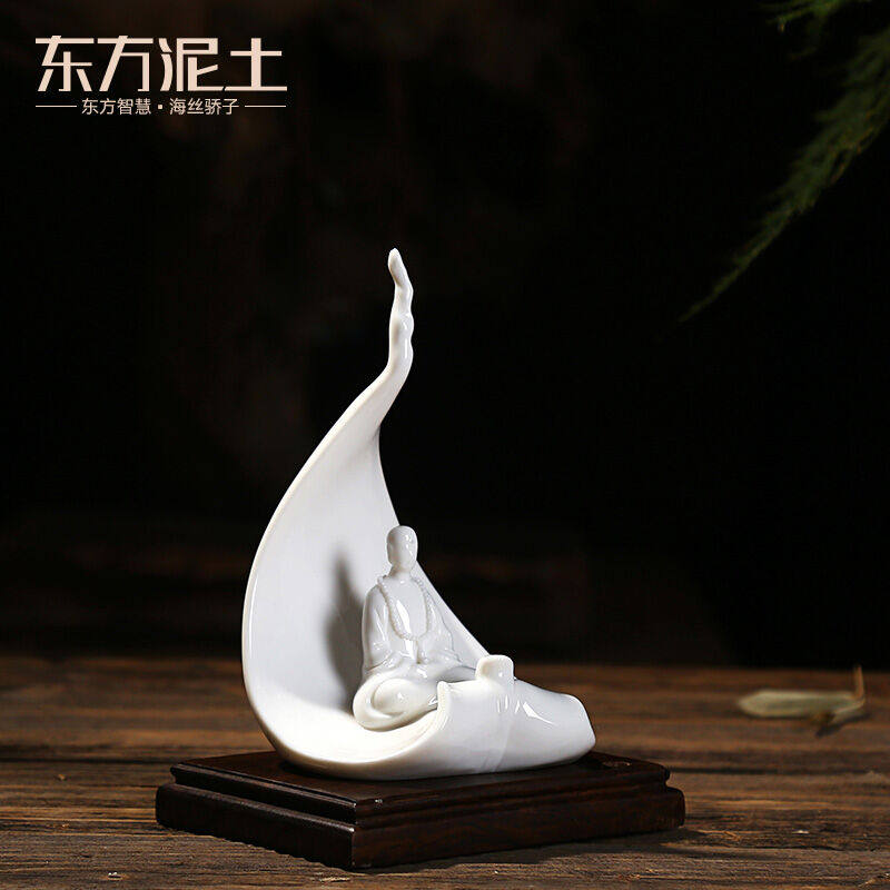东方泥土德化白瓷设计师林彬彬雕塑作品摆件/一叶一菩提d46-21kd4