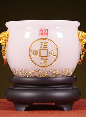 泰和君瓷琉璃聚宝盆摆件公司开业乔迁礼品办公室桌面客厅酒柜电视