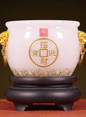 泰和君瓷琉璃聚宝盆摆件公司开业乔迁礼品办公室桌面客厅酒柜电视