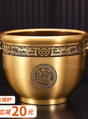 福笙堂纯黄铜聚宝盆摆件家居客厅工艺品铜碗办公室桌面装饰品公司
