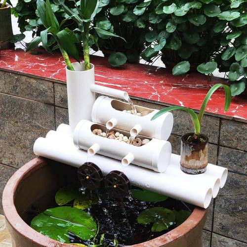 P4款圆形鱼缸双层过滤器吸粪便加氧水循环陶瓷圆缸瀑布式流水器5W