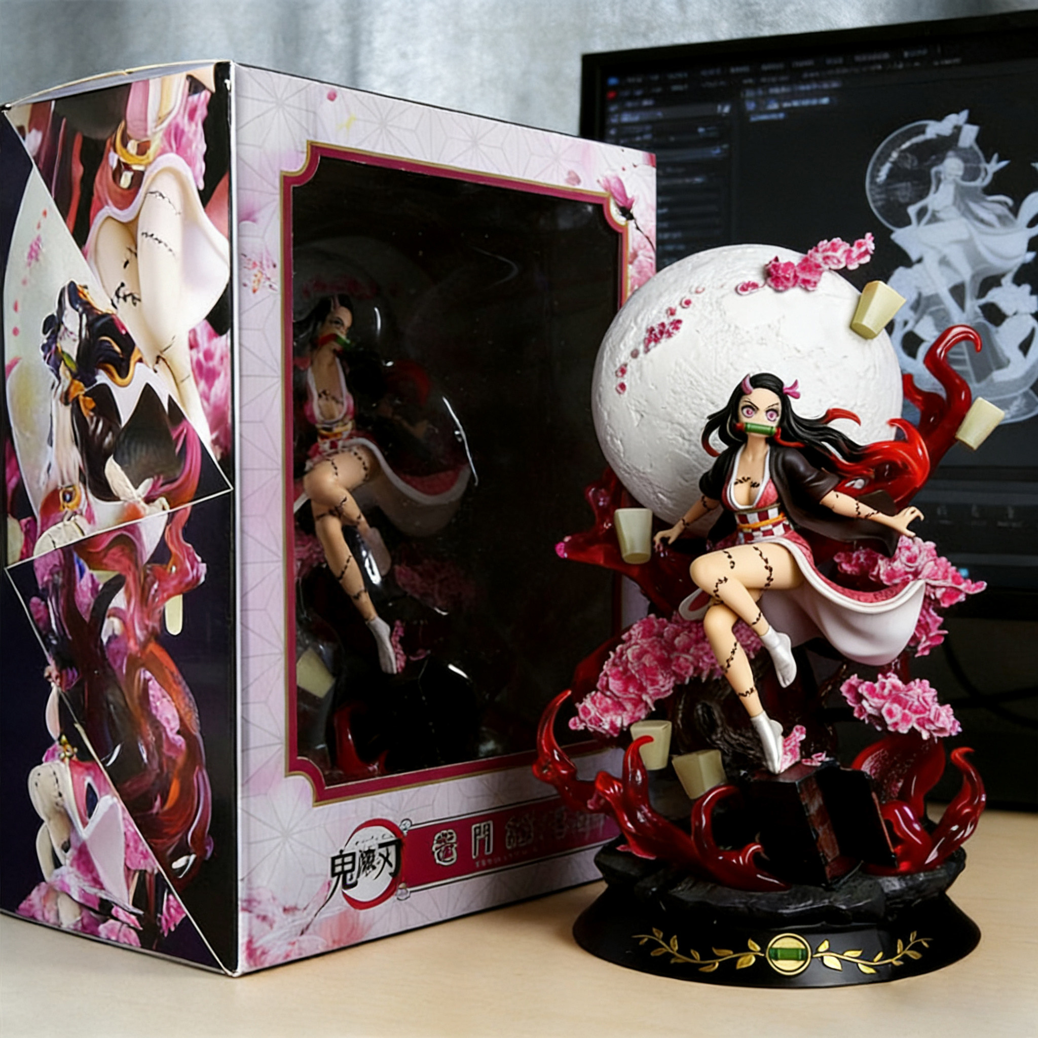 新品手办鬼灭之刃祢豆子大号GK限定鬼化暴血鬼术手办模型雕像31CM