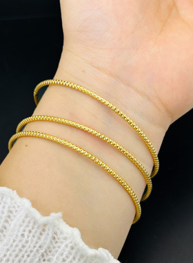 英国chrry koop雕纹碎花满天星三生三世手镯女百搭手环钛钢不