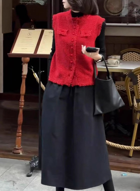 英国chrry koop早春新款色长袖打底衫高级感马甲半身裙女