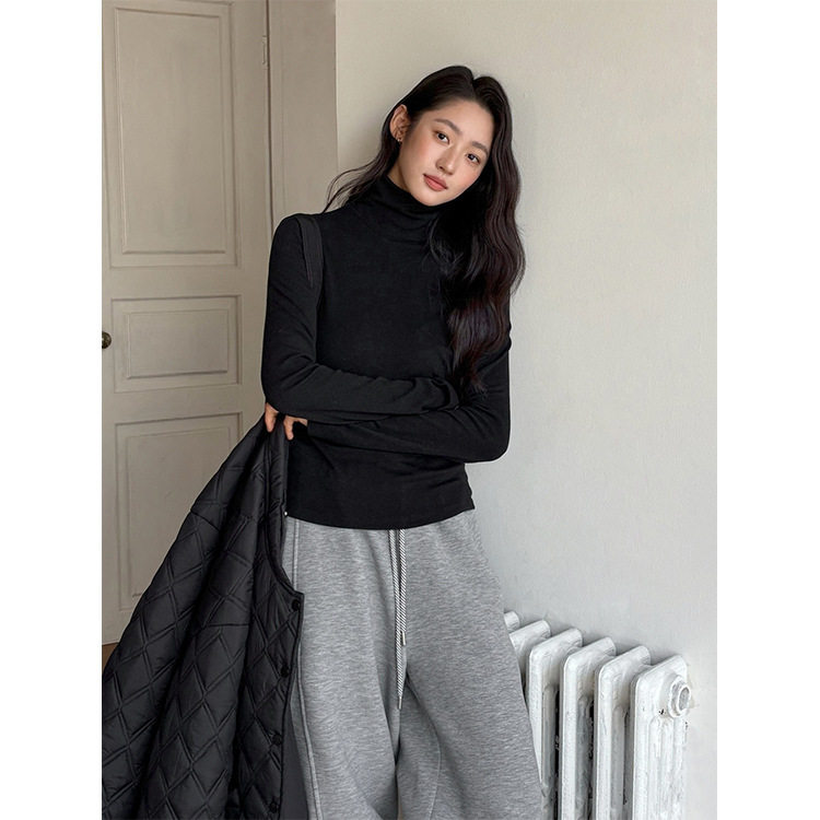 英国cherrykoko 基础柔软亲肤百搭高领打底衫女秋冬纯色弹力上衣