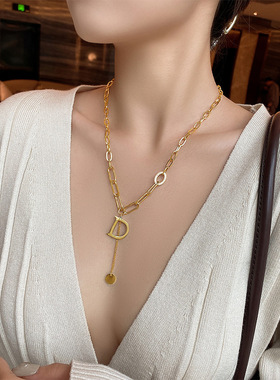 英国chrry koop钛钢字母d吊坠项链女轻奢小众锁骨链年新款潮长款