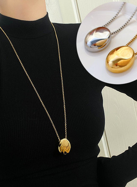 英国Chrry Koop椭圆吊坠轻奢小众时尚个性钛钢项链女长款高级感