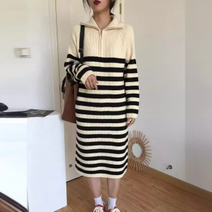 英国cherrykoko高领针织连衣裙女时尚秋冬装高级感时尚过膝长款