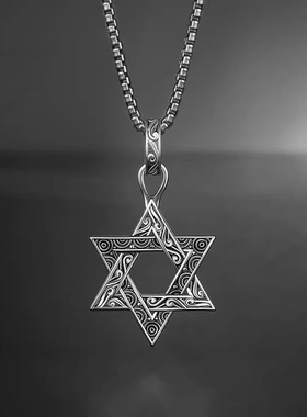 英国chrry koop复古六芒星银项链女情侣银吊坠小众锁骨链男士潮