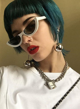 英国chrry koop欧美新款时尚太阳镜 潮流切边墨镜 透明炫彩半框