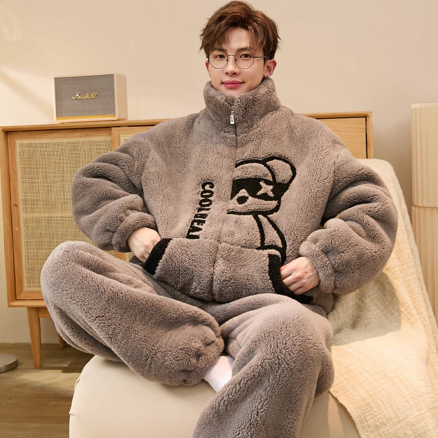 全棉纯棉睡衣男款2025新款冬季珊瑚绒加厚加绒男士大码青少年学生