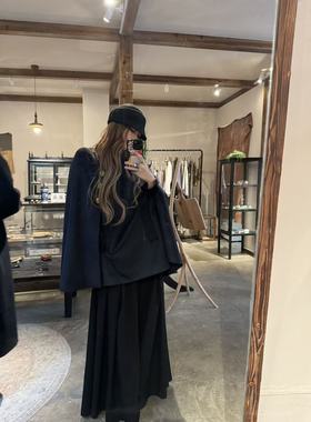 13311秋冬新款毛呢斗篷立体剪裁大衣通勤立领女装