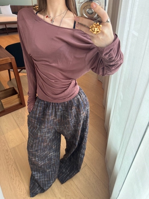 夏季松紧格子宽松阔腿休闲裤女