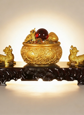 送礼聚宝盆摆件家居客厅装饰办公室桌面工艺品长辈领导礼品