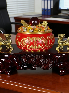 客厅玄关聚宝盆招财摆件客厅装饰好物开业送礼聚财高档大气礼品